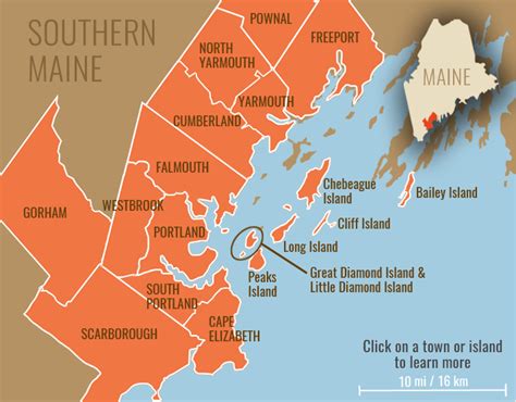 Southern Maine Map World Map Gray