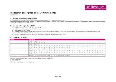 File Format Description Of Mt940