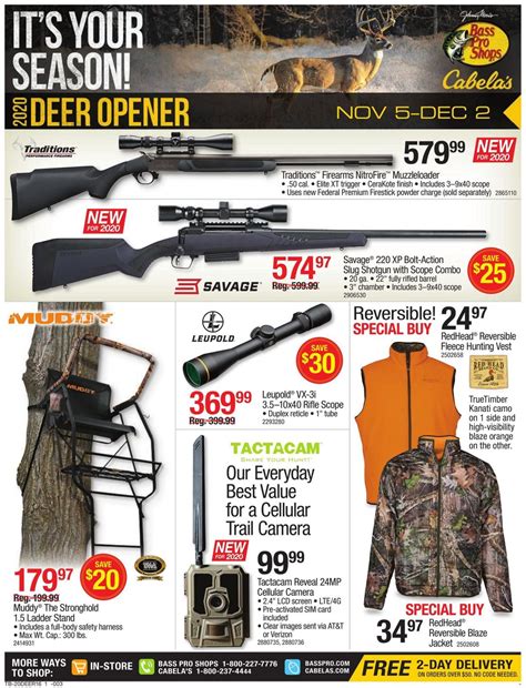 Merchandise includes options for hunting, camping, fishing, boating, and more. Cabela's Ad Circular - 11/05 - 12/02/2020 | Rabato