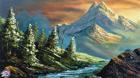Sunlit Mountain And Trees Beautiful Acrylic Landscape Painting
