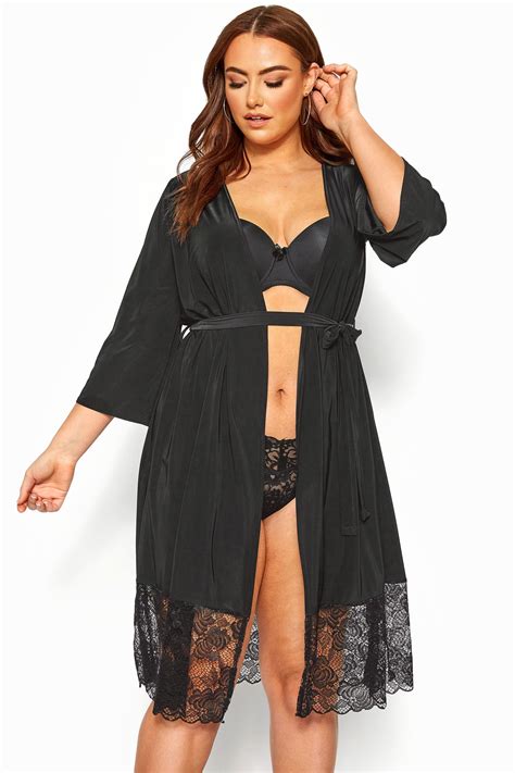 limited collection black lace soft touch robe yours clothing