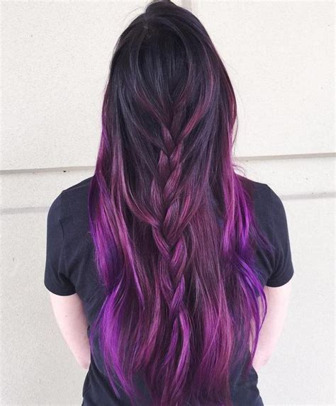This is a fantastic purple hair extension color. Image result for purple streaks in dark hair | Purple ...