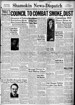 Shamokin News-Dispatch from Shamokin, Pennsylvania on June 8, 1949 · Page 1