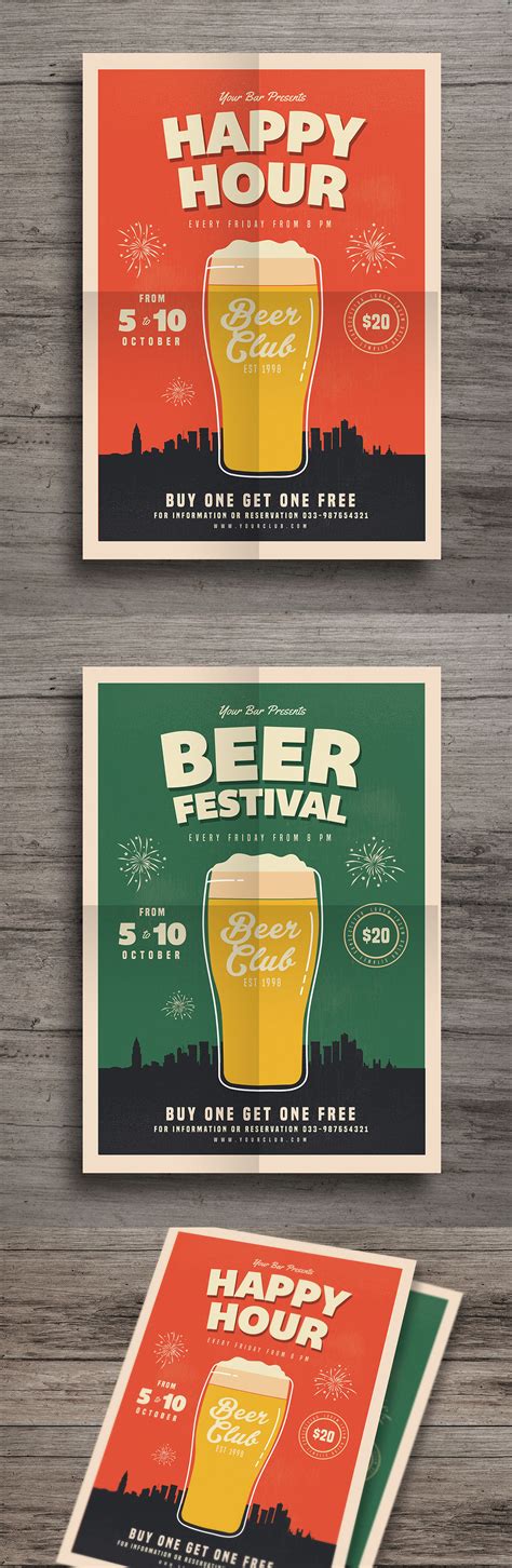 You can use it to promote and advertise a beer brand. Happy Hour Beer Festival Flyer by Guuver on | デザイン