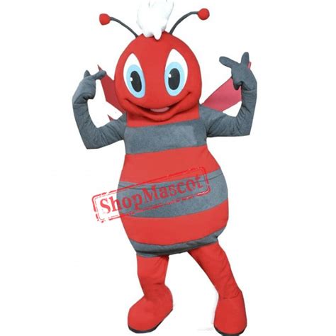 Grey & Red Bee Mascot Costume | Cartoon mascot costumes, Mascot, Mascot costumes