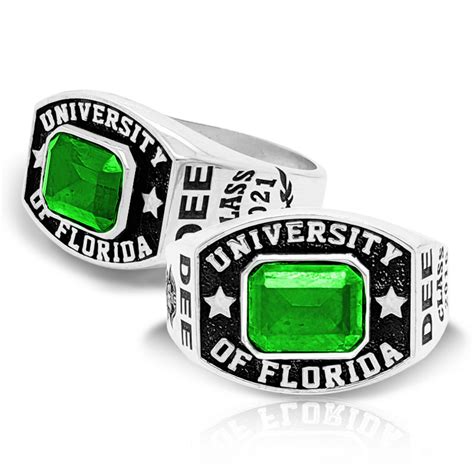 Mens Round Square Emerald Class Ring