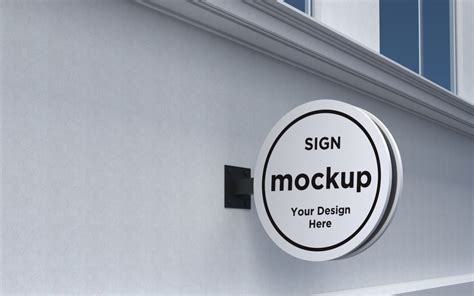 Round Wall Mount Sign Mockup Template Templatemonster