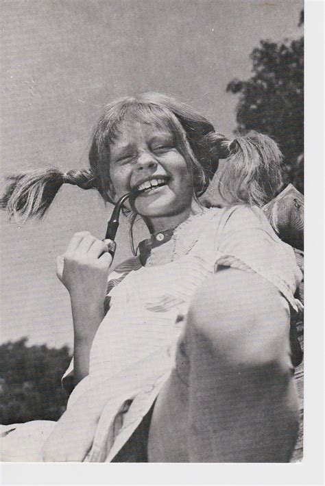 Vintage Pippi Longstocking Photo Swedish Inger Nilsson B W Pipe