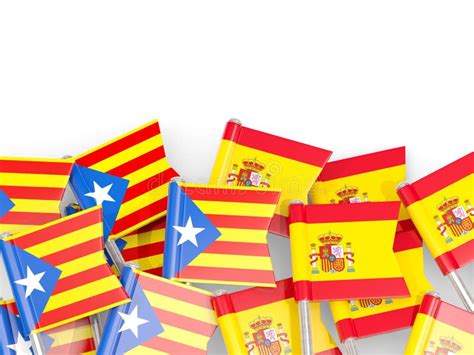 Flag Pins Of Catalonia And Spain Isolated On White Stock Illustration