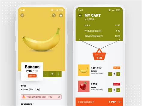 Grocery App Product Details And Cart Screen Ui By Dev Design On Dribbble