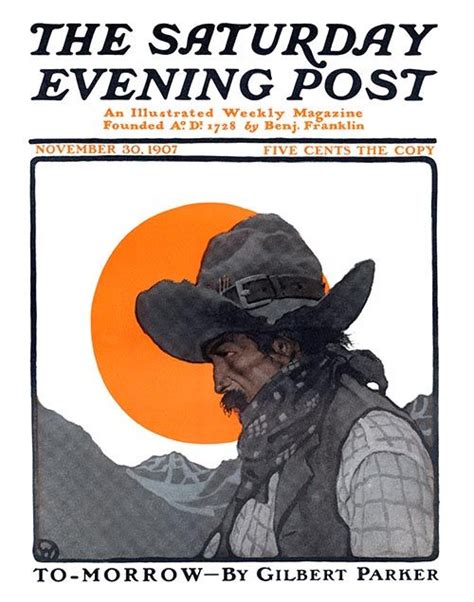 Cowboy And Setting Sun N C Wyeth The Saturday Evening Post