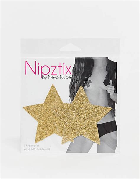 nipztix by neva nude glitter star nipple covers in gold asos