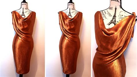 diy cowl neck dress pattern sewing tutorial vlr eng br