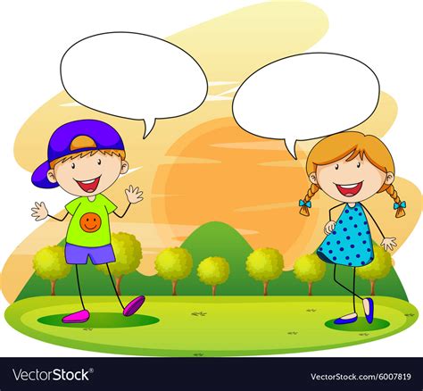 Boy And Girl Talking In The Park Royalty Free Vector Image