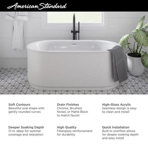 American Standard Studio S Oval Freestanding Soaking Tub In White In