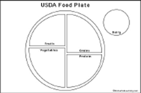Show and describe the food groups in my plate. USDA Food: My Plate - EnchantedLearning.com