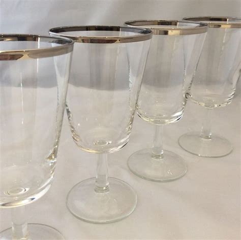Cristal D Arques Silver Rim Stemware 4 Water Goblets Vintage Etsy Vintage Wine Glasses