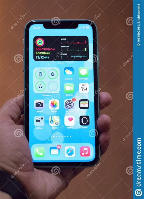 Iphone 11 With New Home Screen Widgets Of Ios14 Editorial Photo Image