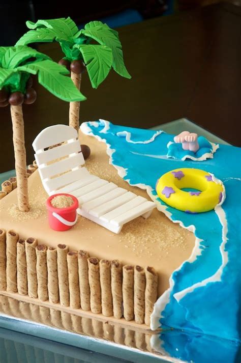 Beach Cake — Seashells Oceanbeach Props On The Palm Trees Those Are