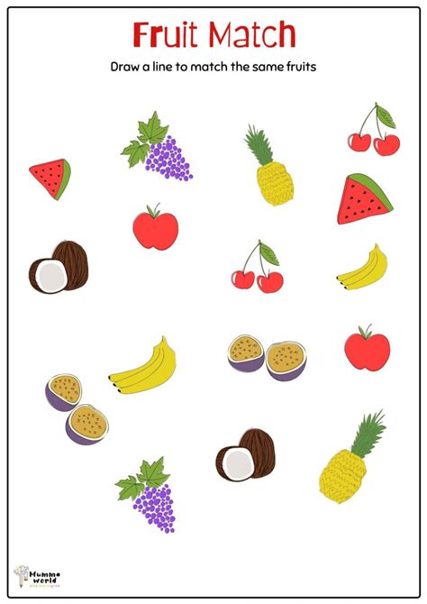 Match The Fruit Worksheet Worksheet For Preschoolers