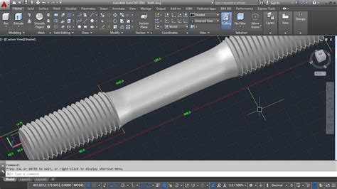 Autocad 3d Stud Bolt How To Drawing Stud Bolt Youtube