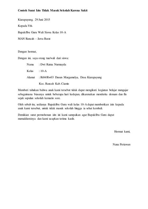 Demikian penjelasan mengenai cara membuat dan contoh surat izin sakit tidak masuk sekolah. 11 Contoh Surat Izin Tidak Masuk Sekolah dan Cuti Kerja ...