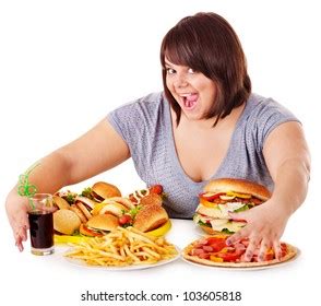 Overweight Woman Eating Fast Food Foto Stock 103605818 Shutterstock