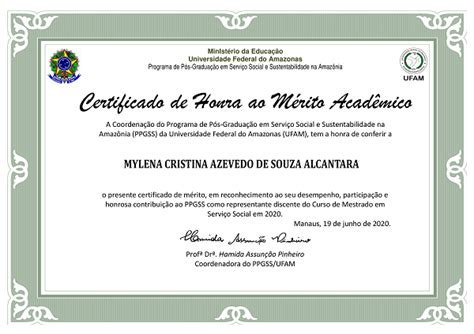 Certificado De Honra Ao Mérito Acadêmico