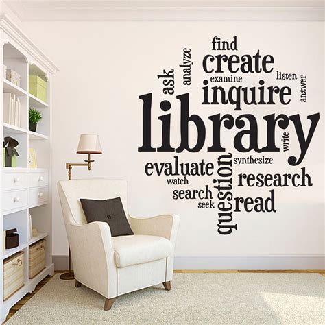 Library Vinyl Wall Art Decals Library Wall Decal Education Etsy Uk