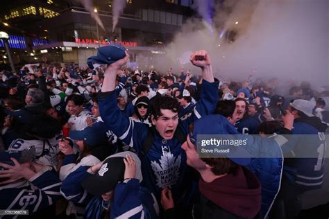 Toronto On April 29 Toronto Maple Leafs Fans Erupt In Joy As The