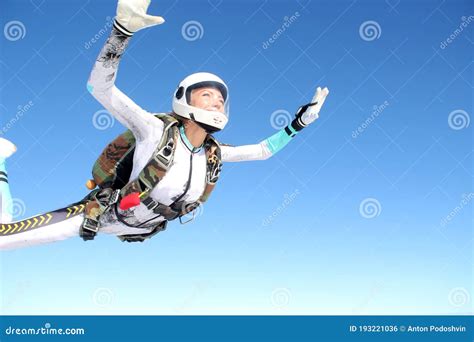 Skydiving Solo Jump A Girl Is In The Sky Stock Photography