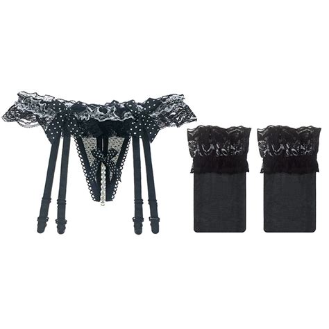 elastic women s 3 pieces garter belt stockings sets with butterfly panty ebay
