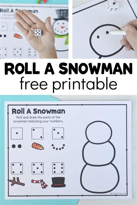 Roll A Snowman Free Printable Game Fun A Day