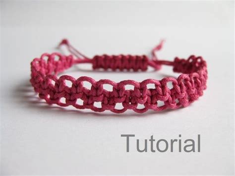 Pattern Bracelet Macrame Pdf Tutorial Pink Knotted Adjustable Etsy