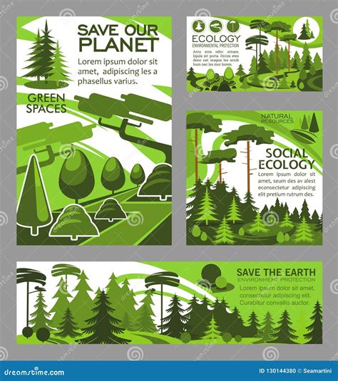 Save Planet Ecology Green Project Vector Posters Stock Vector