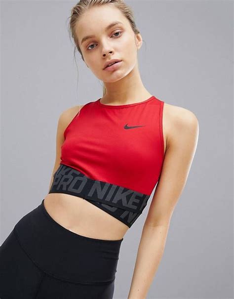 Nike Pro Training Crossover Crop In Red Nike Pros Womens Workout Outfits Sportswear Fitness