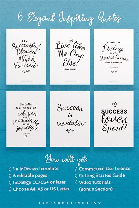 Inspiring Quotes Printables Indesign Template For Commercial Use By
