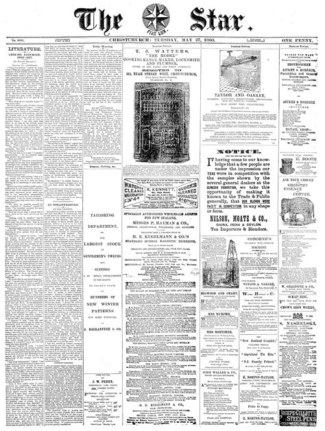 Papers Past Newspapers Star Christchurch 27 May 1890 Page 1