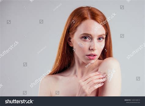 Fashion Portrait Redhead Model Nude Perfect Stock Photo