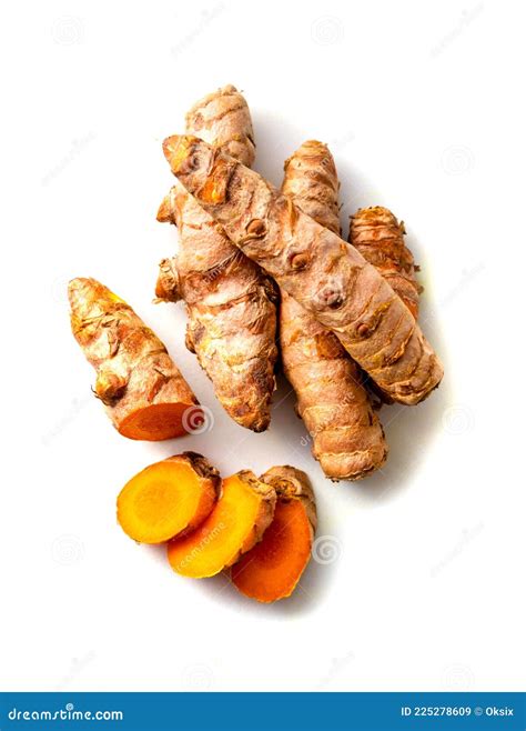 Top View Of Turmeric Rhizome Isolated On White Stock Image Image Of