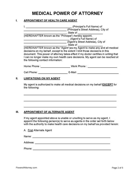 Free Printable Medical Power Of Attorney Template Printable Templates