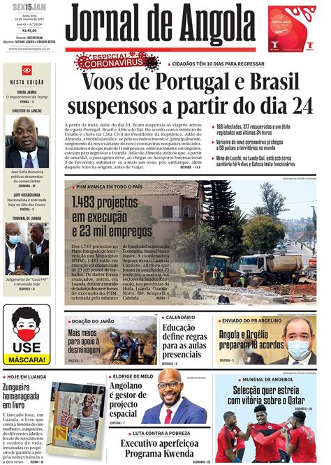 Jornal De Angola Sexta 15 De Janeiro De 2021