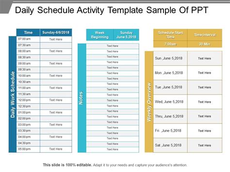 Daily Schedule Activity Template Sample Of Ppt Powerpoint Slide