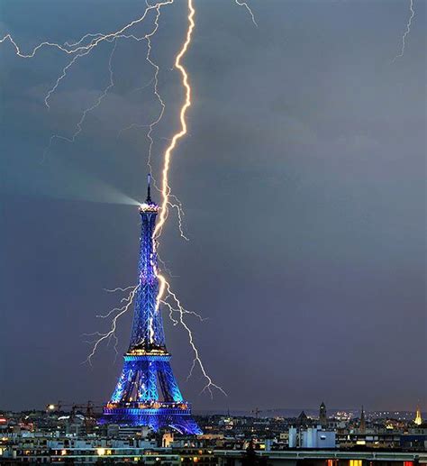 Lightning Strikes The Eiffel Tower Eiffel Tower Tour Eiffel Lightning