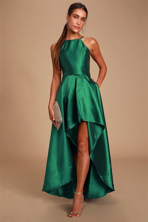 Broadway Show Emerald Green High Low Maxi Dress Moda Vestidos Looks