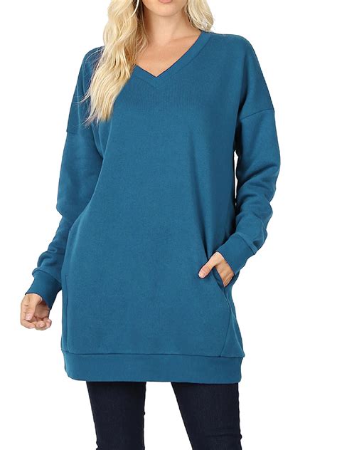 Made By Olivia Women S Casual Oversized V Neck Sweatshirts Loose Fit