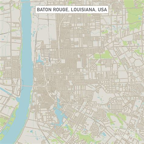 Baton Rouge Louisiana Us City Street Map Digital Art By Frank Ramspott