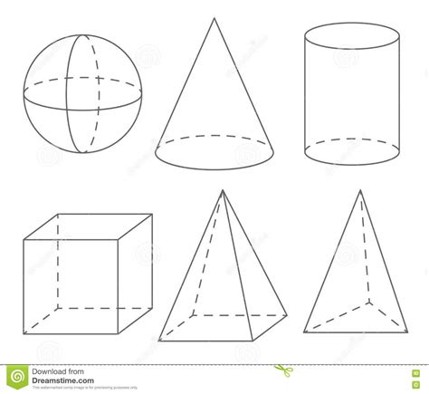 Volume Geometric Shapes Sphere Cone Cylinder Cube Pyramid Stock