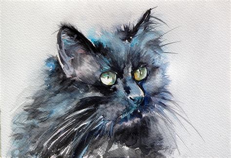 Black Cat Painting By Kovacs Anna Brigitta Fine Art America