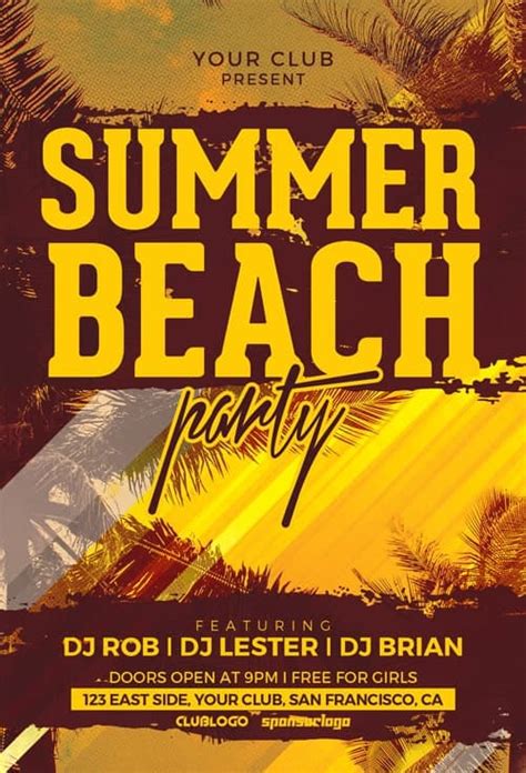 Beach Summer Free Psd Flyer Template For Summer Clubs And Parties